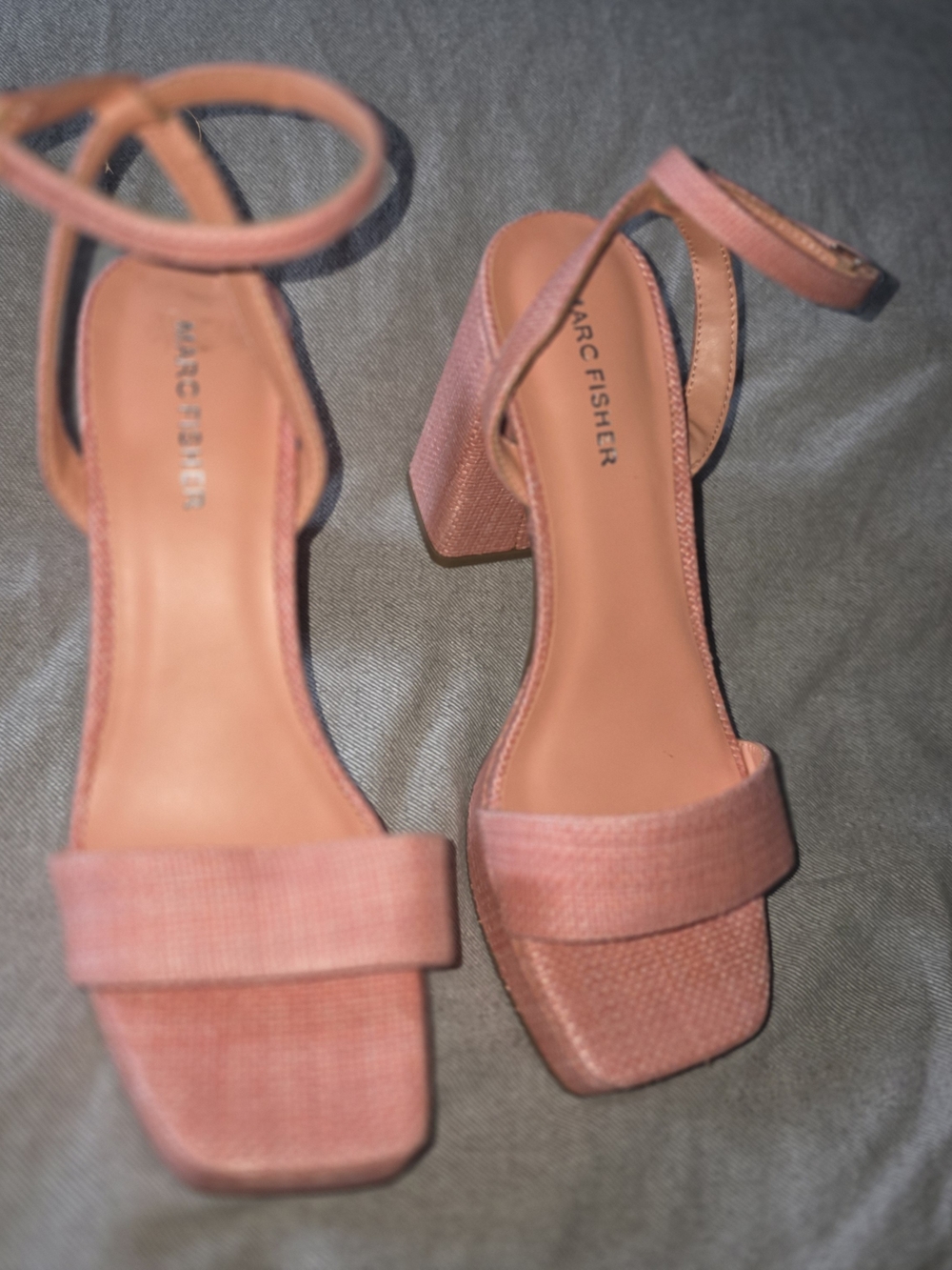 Marc Fisher Pink Coral Block Heel Sandals
